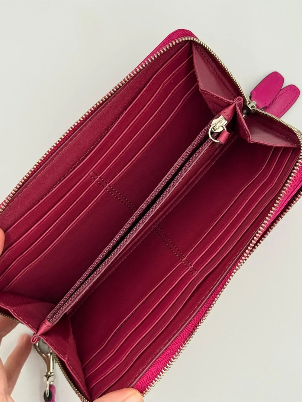 Coach Magenta Leather Zip Wristlet